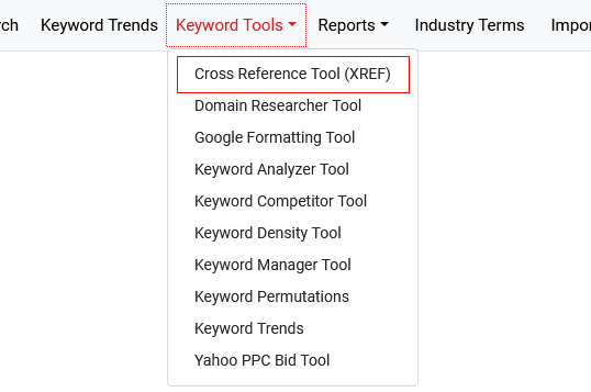 Keyword Tools Menu