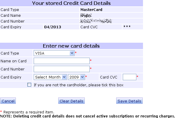 Account Management Billing Details