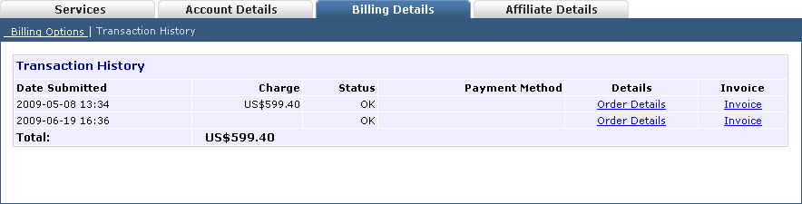 Account Management Transaction History and Invoices