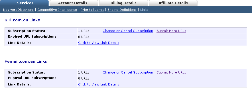 Account Management - Links