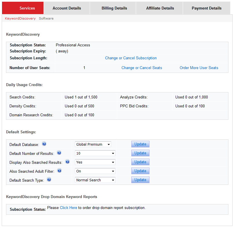 Account Management - KeywordDiscovery