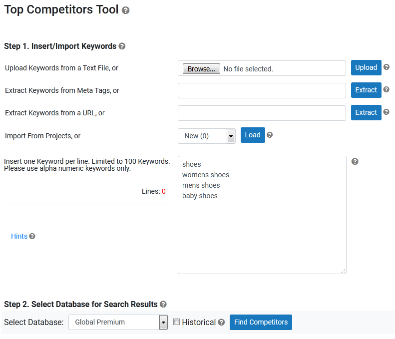 Competitors Tool