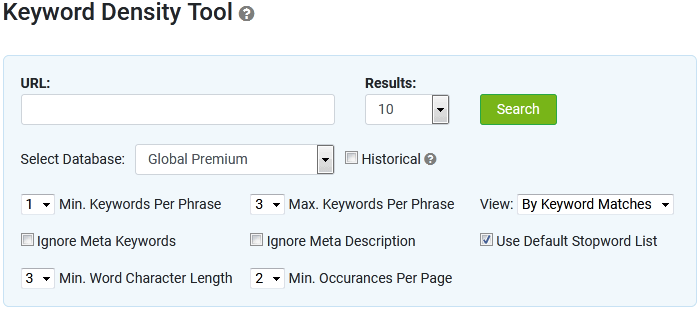 Keyword density tool