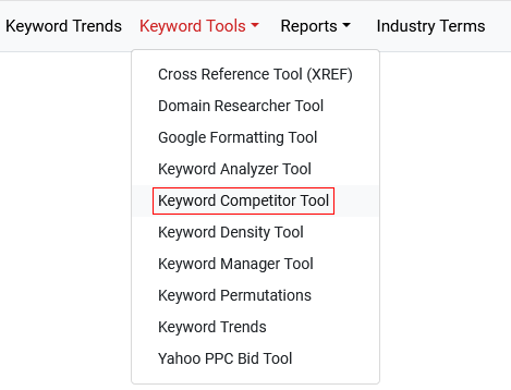 Keyword Tools - Competitors Tool