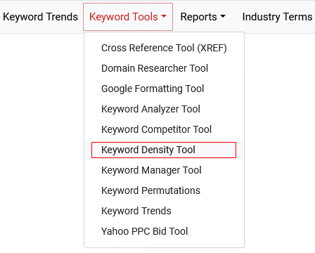 Keyword Tools Menu