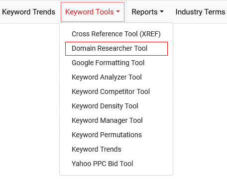 Keyword Tools Menu