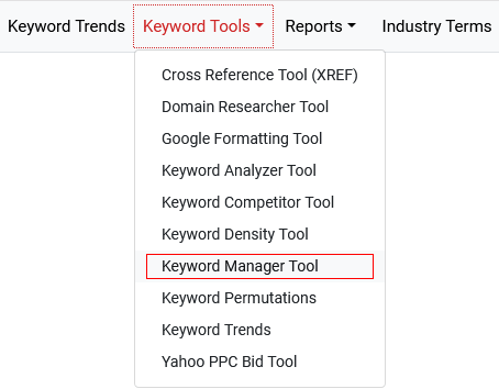 Keyword Tools Menu