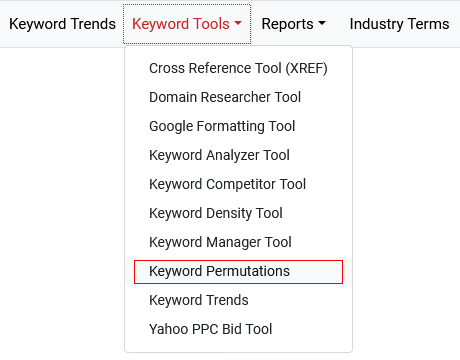 Keyword Tools Menu