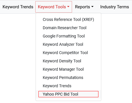 Keyword Tools Menu